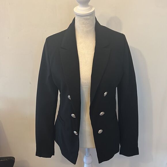 Nicole Miller black open silver button blazer Size S NWOT - Picture 2 of 12